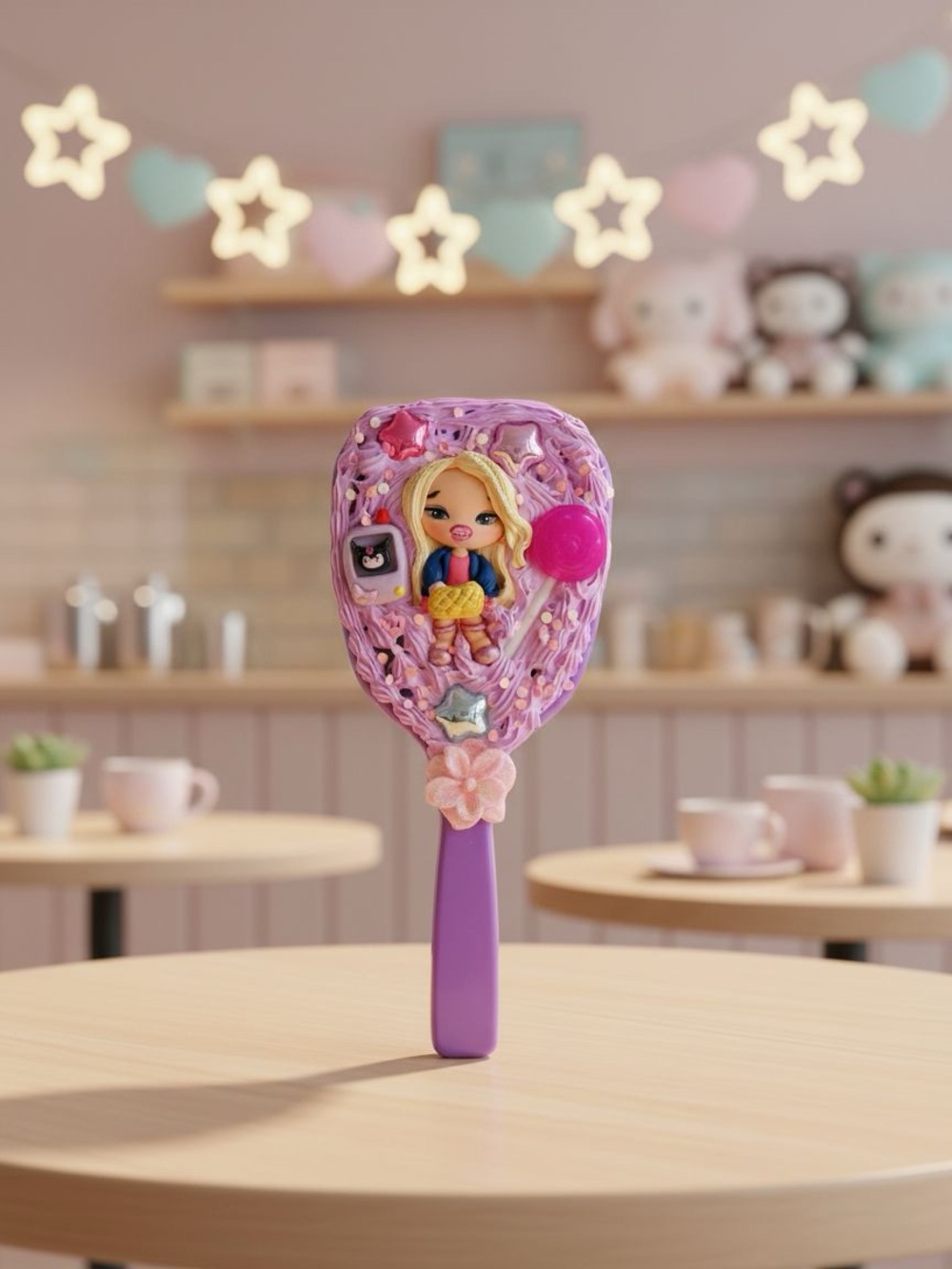 Hand Crafted Purple Doll-Themed Decorative Mirror